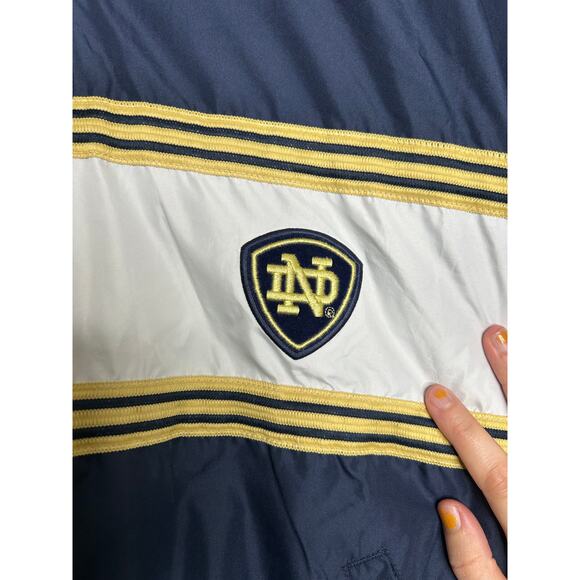Notre Dame Fighting Irish Adidas Mens Jacket Navy White Color Block 1/4 Zip Med - Picture 3 of 5